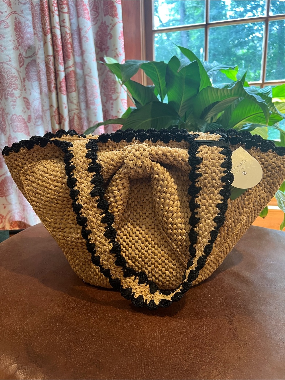 Kate Spade x Target Raffia Bow Tote Bag in Natural with Black Trim - Picture 6 of 12